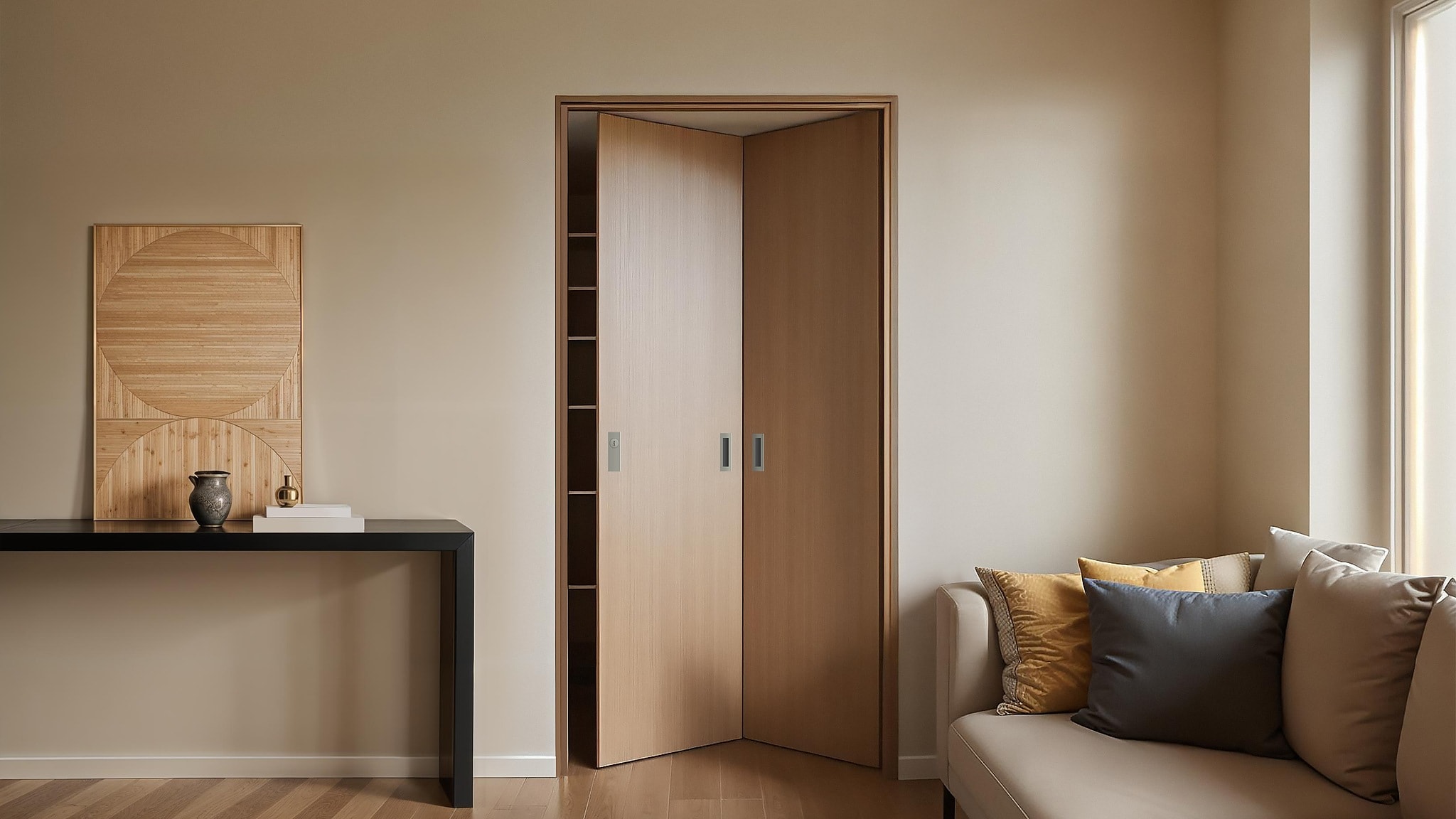 UPVC bi-fold doors in a modern Singapore living room